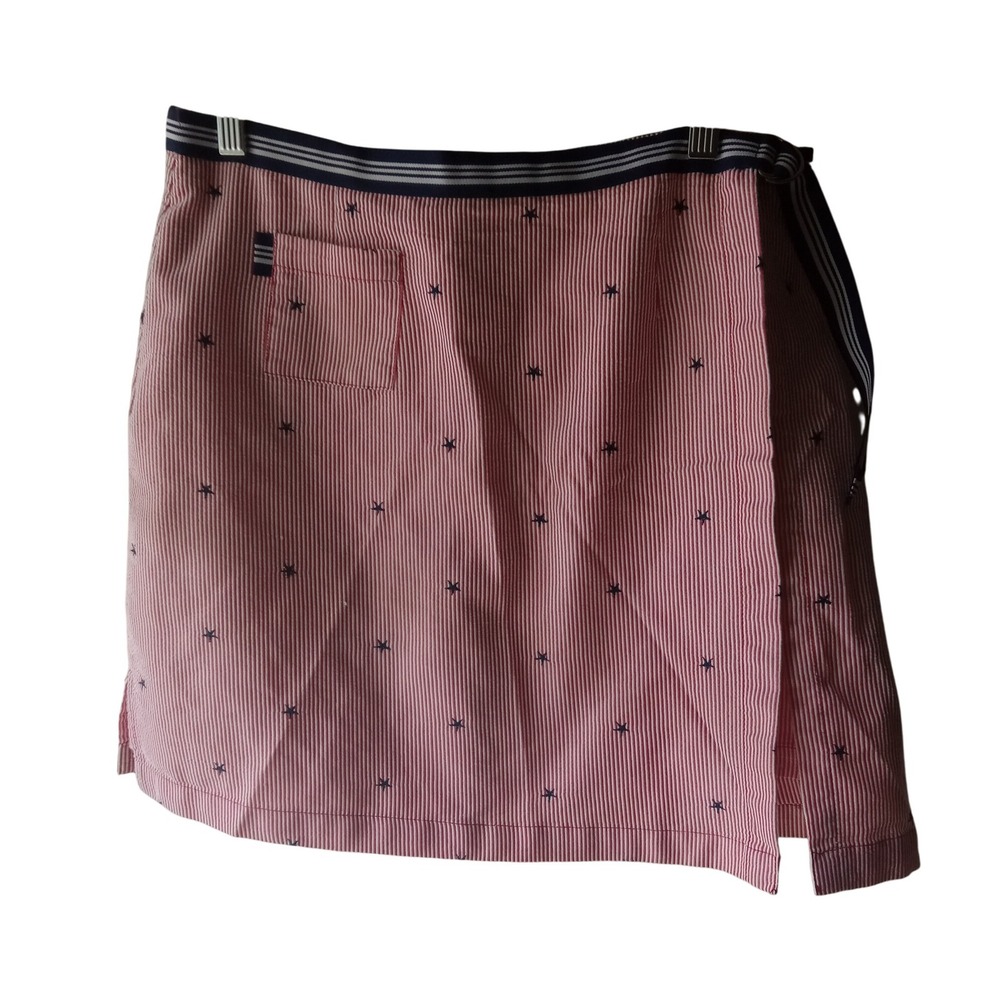 Sag Harbor Siz 10P Striped Wrap Skirt/Skort Navy Star Print & Trim Casual Cute